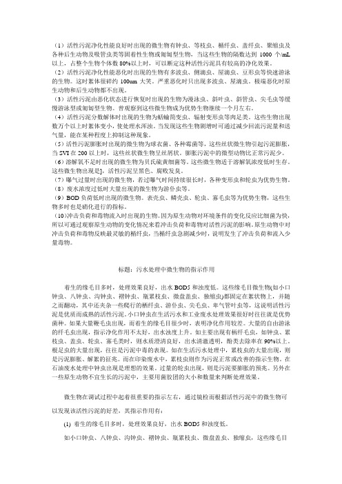 污水处理中微生物的指示作用 (1)