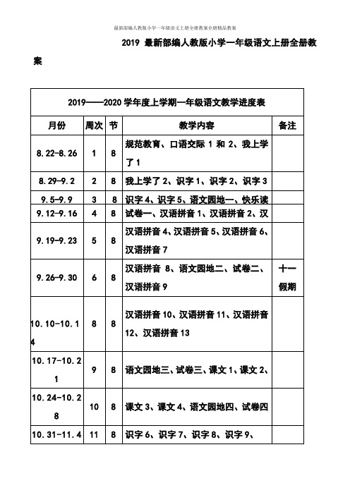 最新部编人教版小学一年级语文上册全册教案全册精品教案