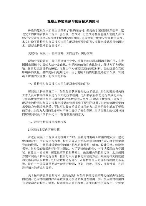 混凝土桥梁检测与加固技术的应用
