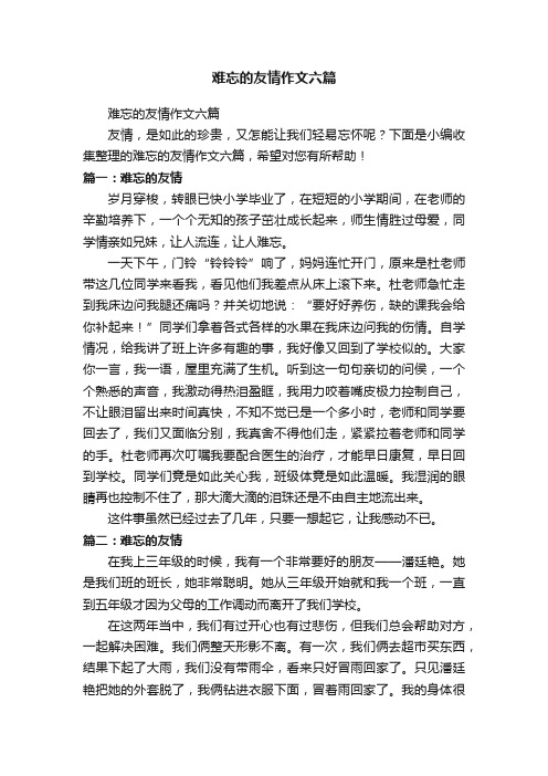 难忘的友情作文六篇