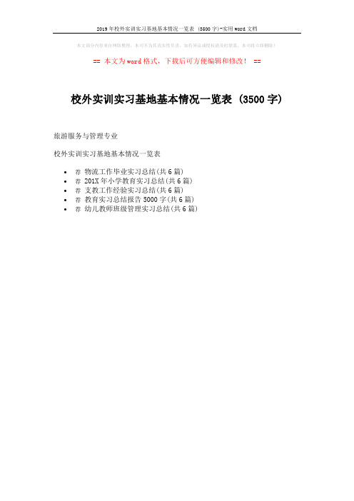 2019年校外实训实习基地基本情况一览表 (3500字)-实用word文档 (1页)