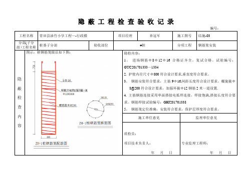 桩钢筋笼隐蔽验收记录【范本模板】