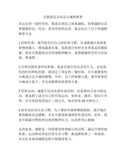 自我鉴定总结怎么减肥推荐