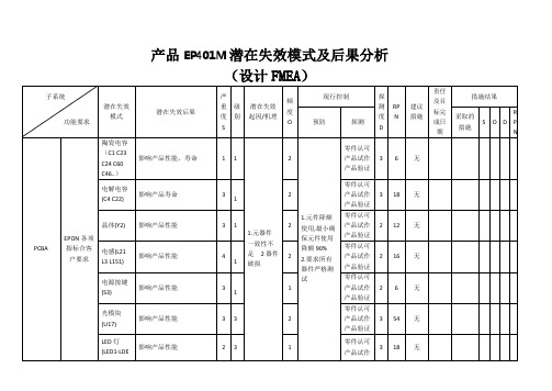 DFMEA失效模式分析报告-范例