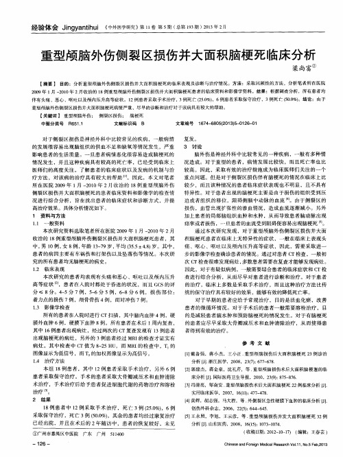 重型颅脑外伤侧裂区损伤并大面积脑梗死临床分析