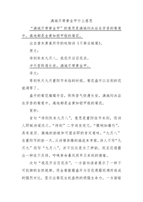 满城尽带黄金甲什么意思