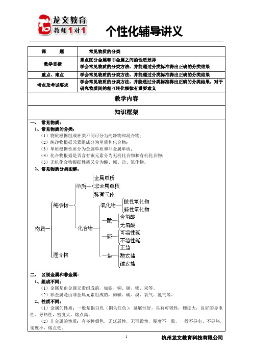 常见物质的分类 讲义