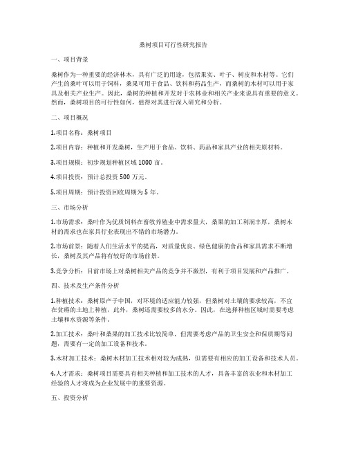 桑树项目可行性研究报告