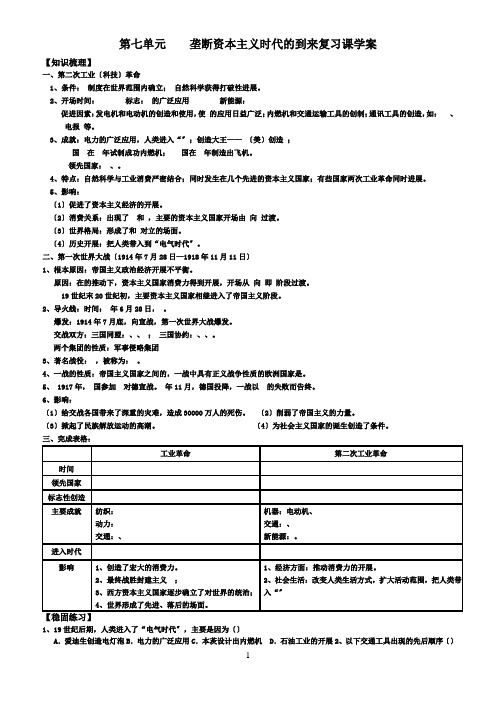 第七单元垄断资本主义时代的到来复习课学案