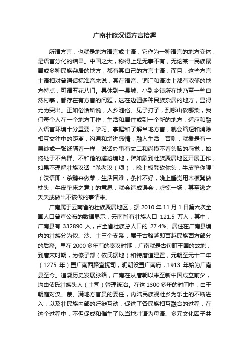 广南壮族汉语方言拾趣