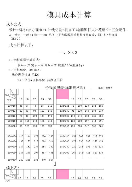 模具成本计算手册