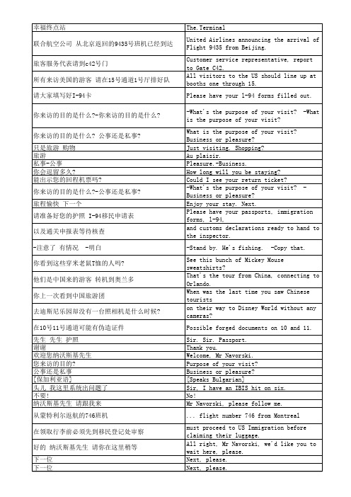 《幸福终点站》 The Terminal-中英分列对照-字幕-台词