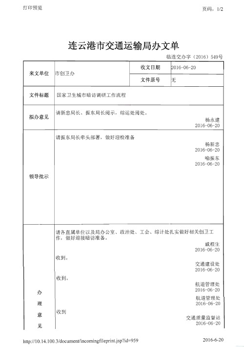 国家卫生城市暗访调研工作流程