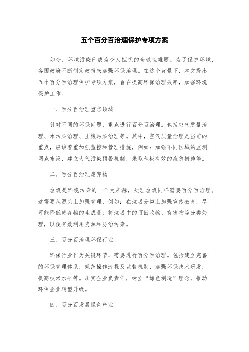 五个百分百治理保护专项方案