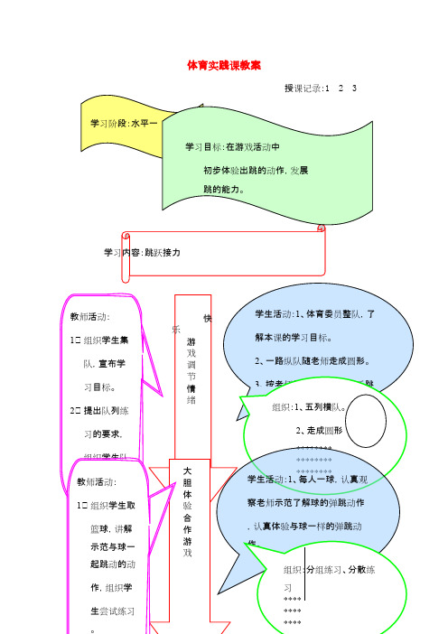 一年级体育下册 第三十课跳跃接力教案