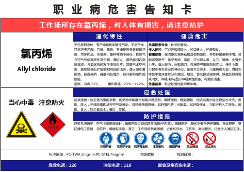 【氯丙烯】职业病危害告知卡(精编版)