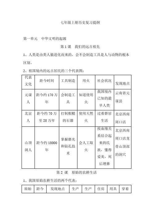 2019年中考历史总复习必备基础知识速查提纲(精华版)