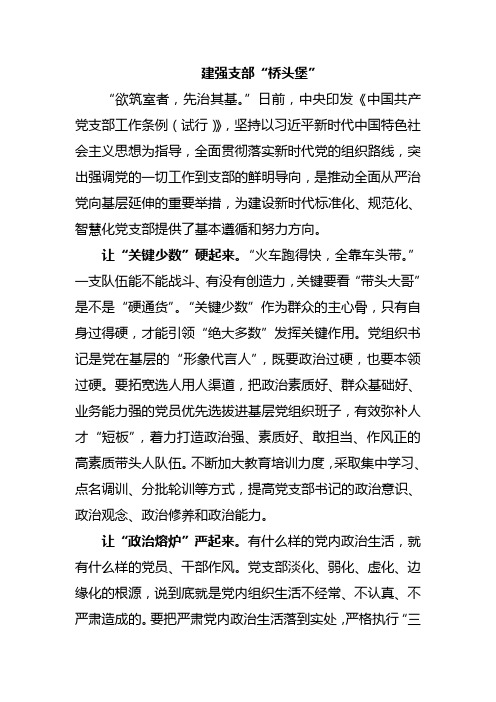 建强支部“桥头堡”《中国共产党支部工作条例(试行)》学习心得