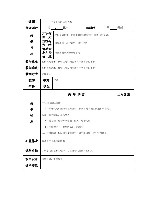 小学六年级综合实践《丰富多彩的民间艺术》教案