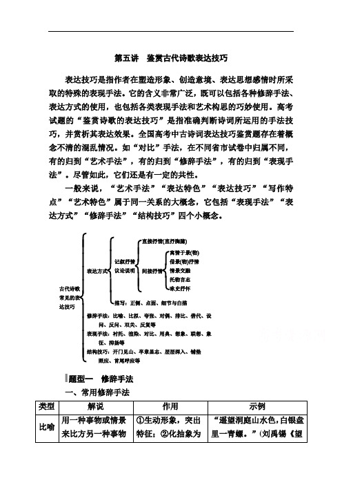 2021新高考语文一轮复习(山东专用)学案:专题七第五讲鉴赏古代诗歌表达技巧