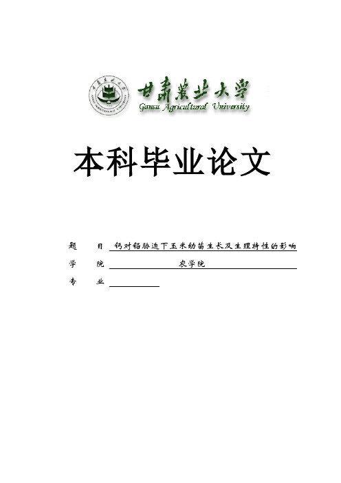 钙对铅胁迫下玉米幼苗生长及生理特性的影响-种子科学与工程专业本科论文