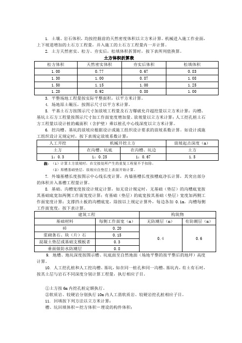 重庆市08定额土石方工程计算规则