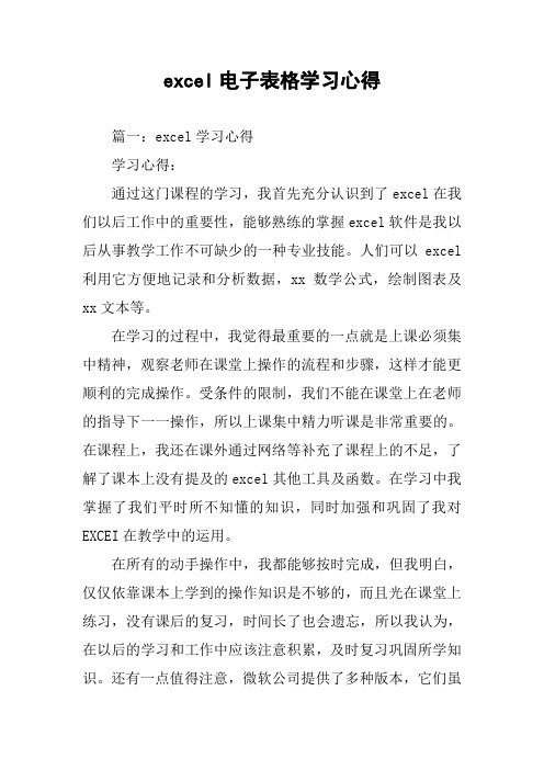 excel电子表格学习心得