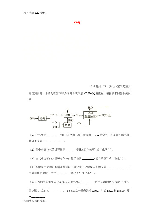 【推荐精选】2018年中考化学真题分类汇编 2 我们身边的物质 考点8 空气 5 综合 工业流程图(无答案)