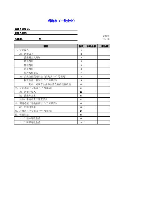 利润表模板