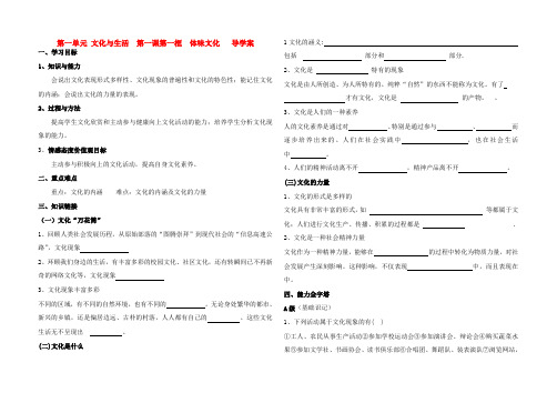 高中政治 文化生活1.1导学案 新人教版必修3