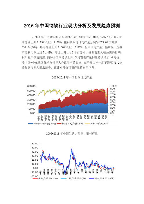 2016年中国钢铁行业现状分析及发展趋势预测