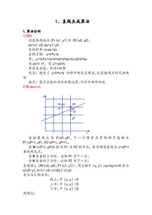 直线生成算法DDA、Midpoint、Bresenham