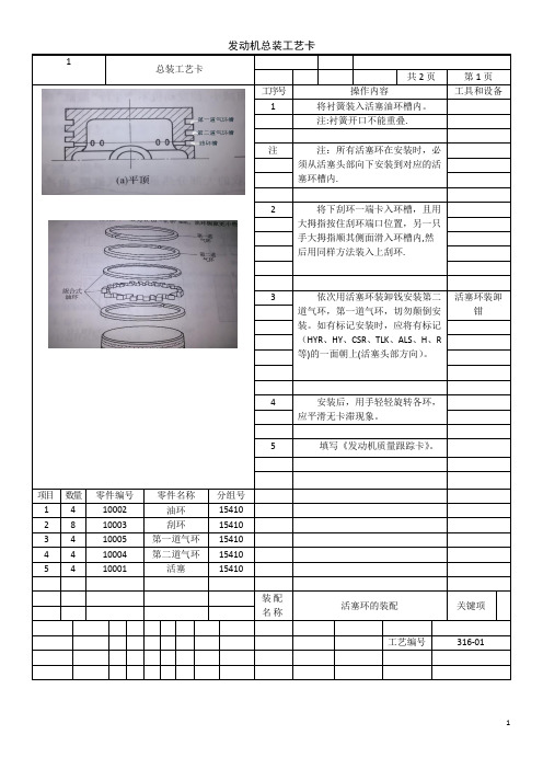 发动机装配工艺卡