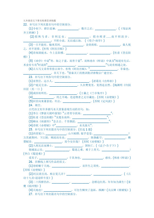 精选-九年级语文下册名校课堂训练题