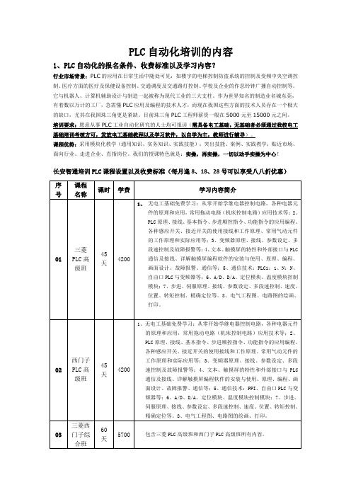 PLC自动化培训的内容