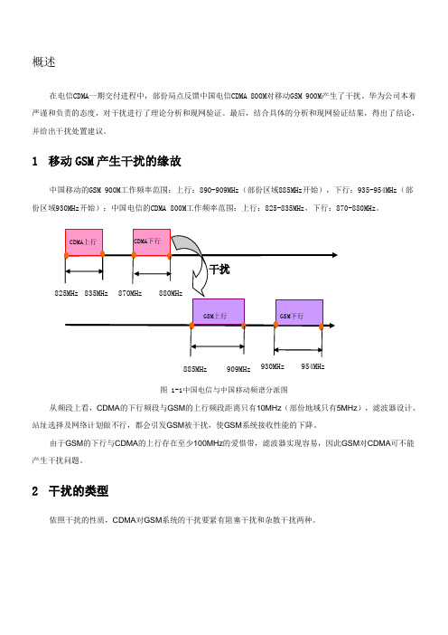 中国电信CDMA800与中国移动GSM900间干扰分析报告