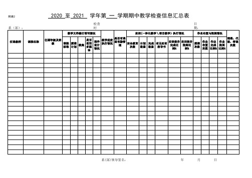 期中教学检查信息汇总表