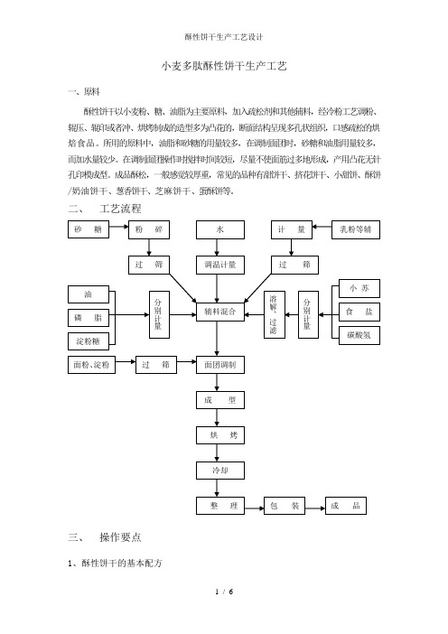 酥性饼干生产工艺设计