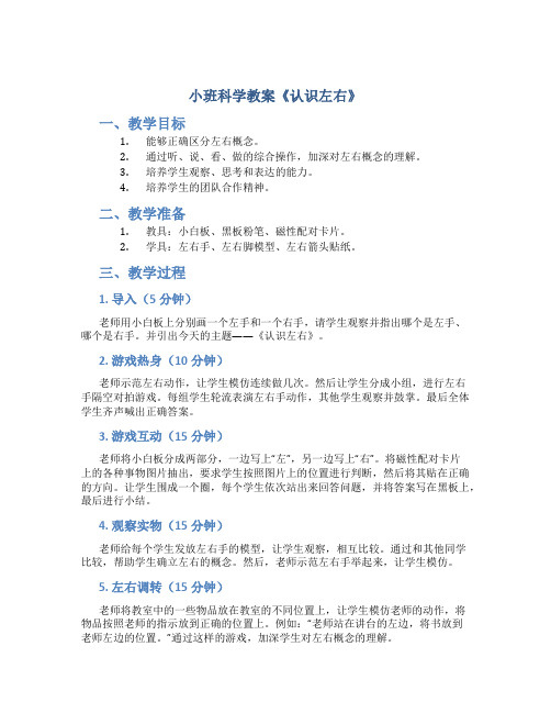 小班科学教案《认识左右》