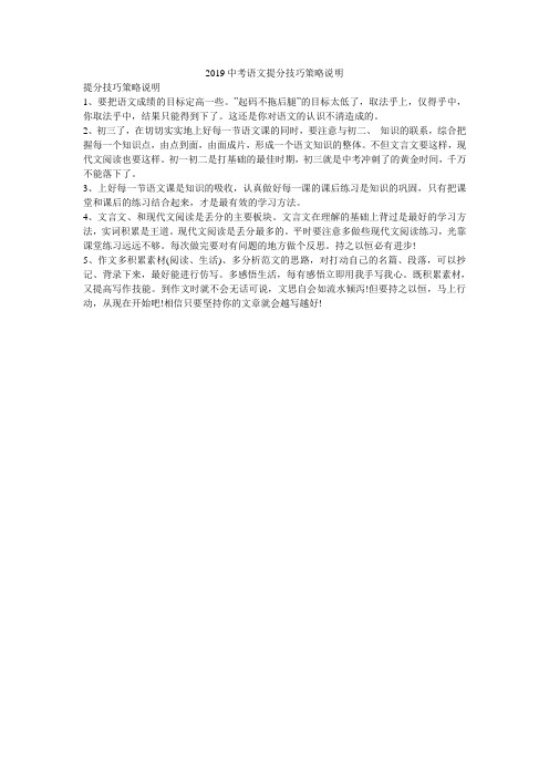 2019中考语文提分技巧策略说明_0