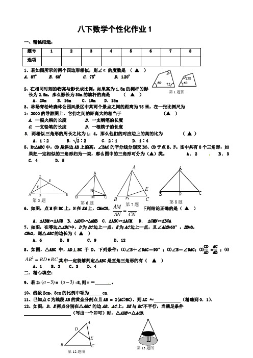 苏教版八年级数学下册同步练习题 (1)