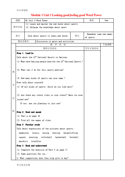 【K12教育学习资料】高中英语 Module 1 Unit 3 Looking good,feeli