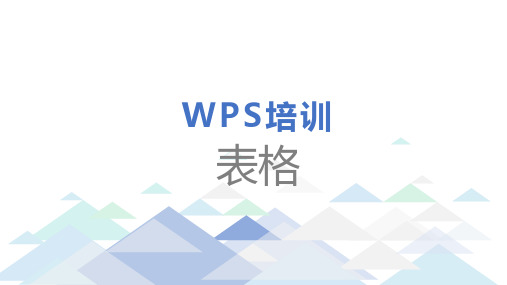 WPS培训——表格