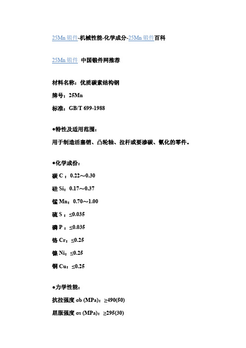 25Mn锻件-机械性能-化学成分-25Mn锻件百科