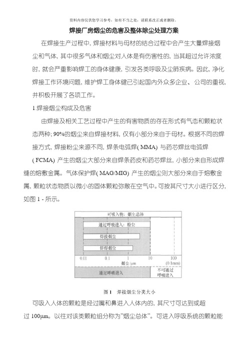 焊接厂房烟尘的危害及整体除尘处理方案样本