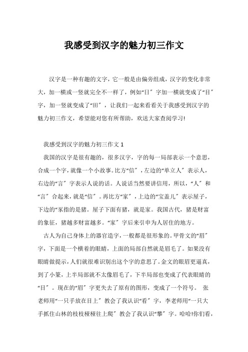 (初三作文)我感受到汉字的魅力初三作文