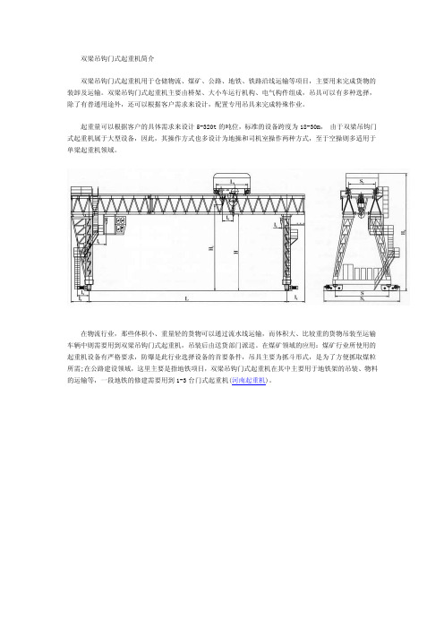 双梁吊钩门式起重机简介