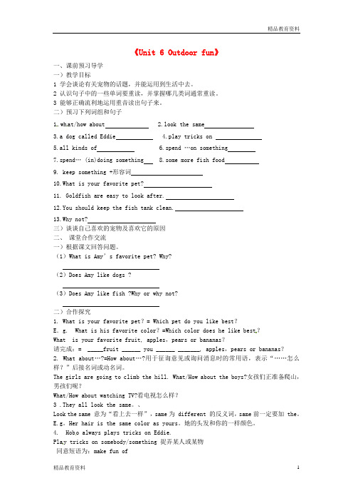 最新牛津译林版中学七年级英语下册《Unit 6 Outdoor fun》教案4