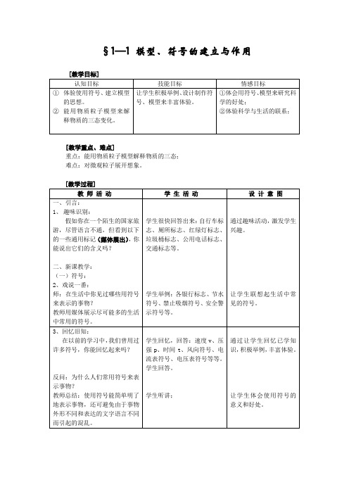 教案模型符号的建立与作用