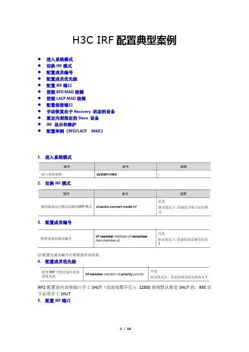 H3C IRF配置典型案例